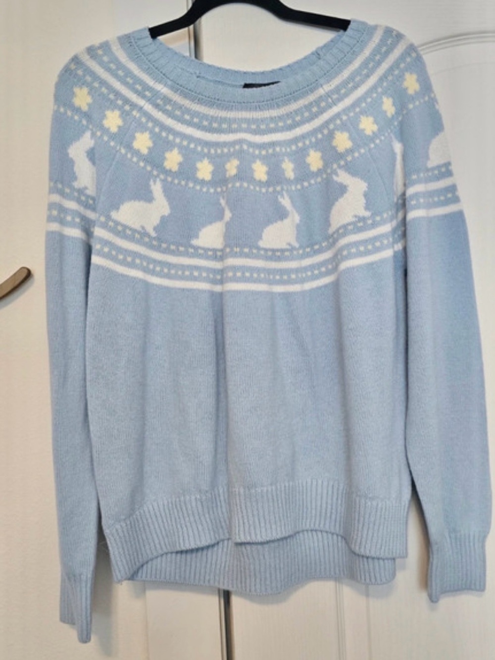 Vince Camuto Women’s Light Blue Rabbit Fair Isle Knit Sweater L